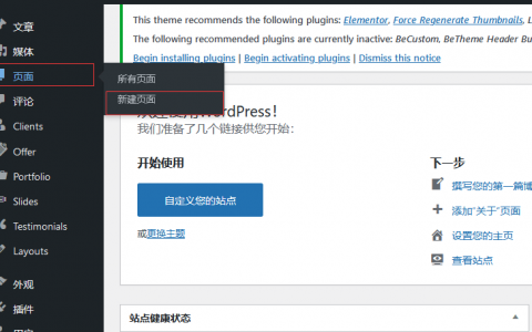 WordPress 如何将自定义页面设置为主页