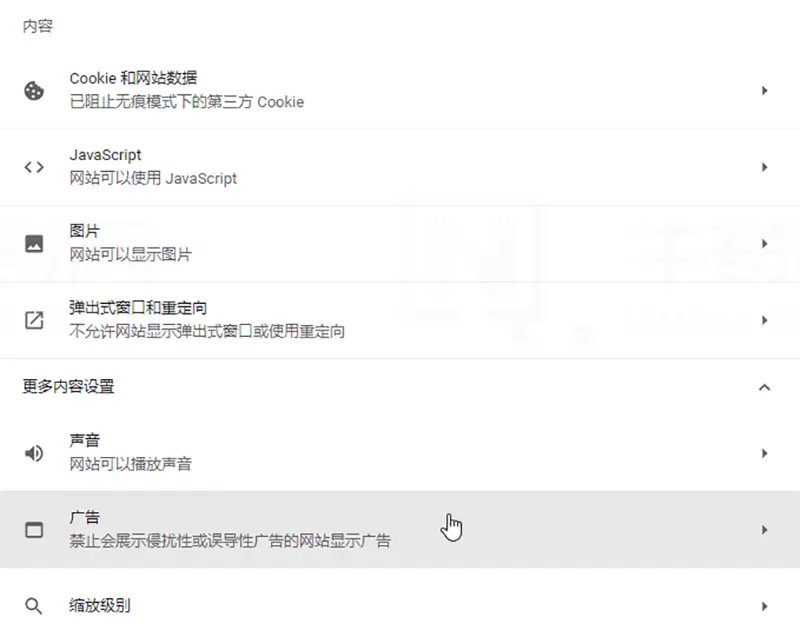 显示其他内容设置选项