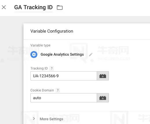 将跟踪 ID 粘贴到 Tracking ID 字段