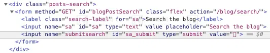 您可以看到我要跟踪的搜索按钮有一个id=“sa_submit”