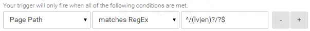 多语言主页的 GTM 触发器。
