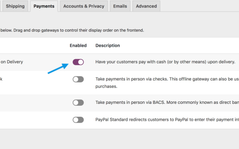 如何在 WooCommerce 中设置货到付款？
